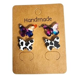 Prairie Bloom Contrast Acrylic Stud Earrings - 2 Pair